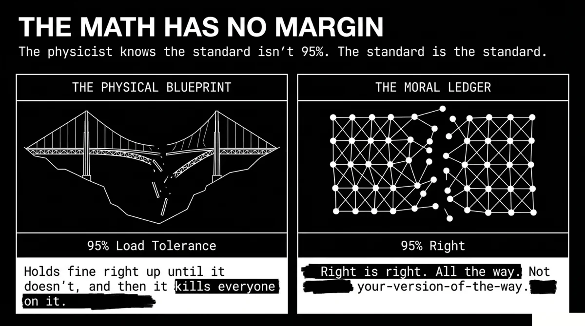 The math has no margin � physical blueprint vs moral ledger